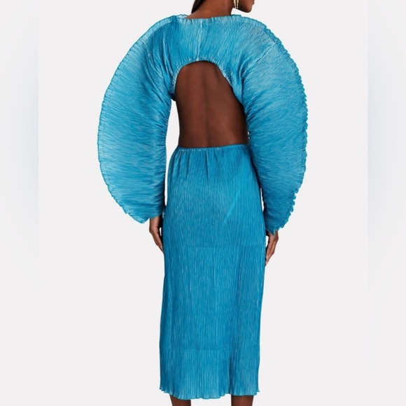 CULT GAIA HIRE AKILAH MIDI DRESS IN CYAN/BLUE - Picture 3 of 8